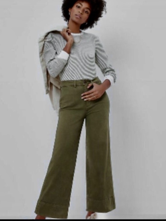LOFT Pants - LOFT Olive Green Wide-Leg High-Rise Pants
